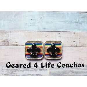 fleur-de-lis conchos, replacement conchos , leather concho, screwback conchos